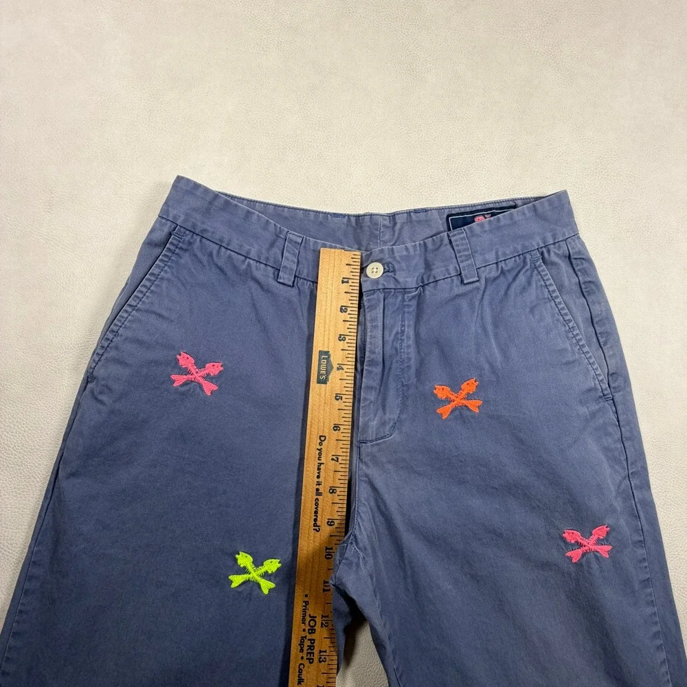 Vineyard Vines‎ Mens 30x30 Navy Blue Neon Embroidered Fish Skeleton Chino Pants